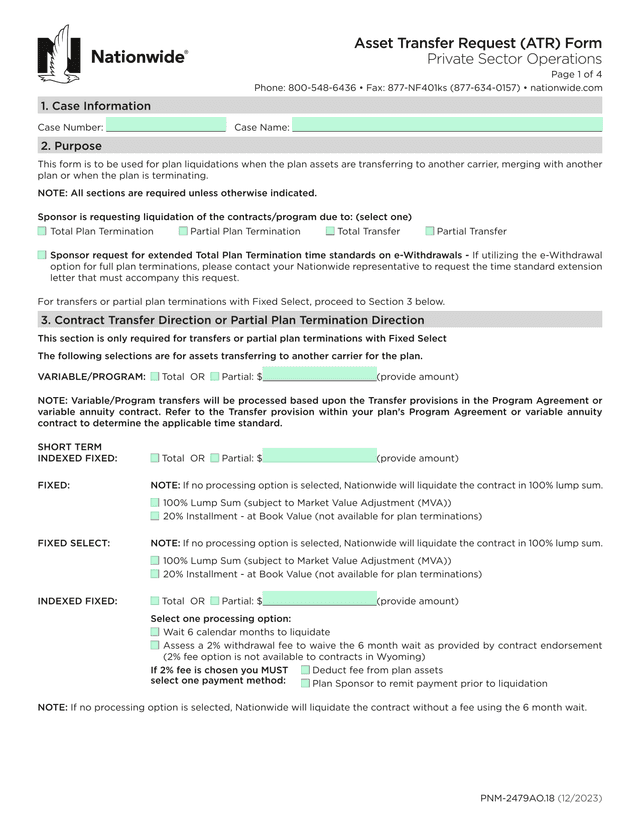 Asset Transfer Request (ATR) Form screenshot