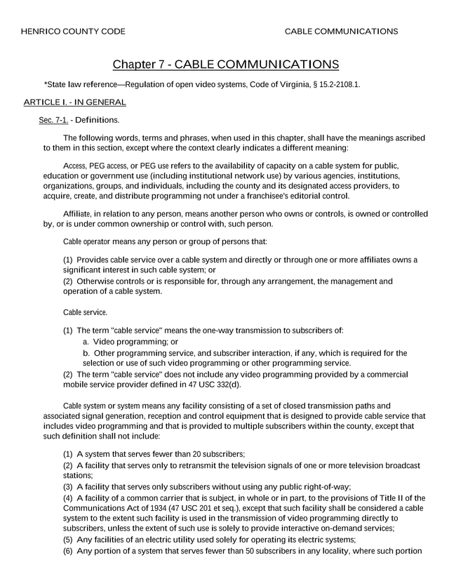 Henrico County Code   Cable Communications screenshot