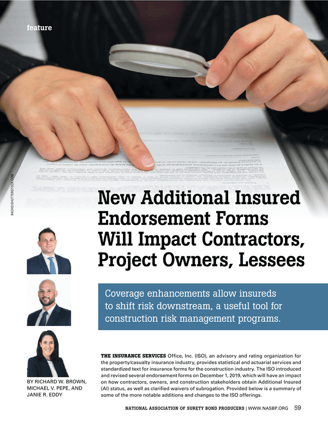 New Additional Insured Endorsement Forms Will Impact Contractors, Project Owners, Lessees screenshot