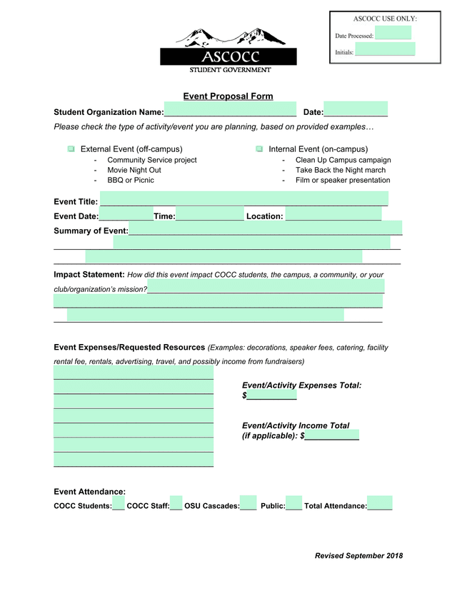 Event Proposal Form screenshot