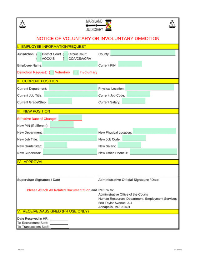 Notice Of Voluntary Or Involuntary Demotion screenshot