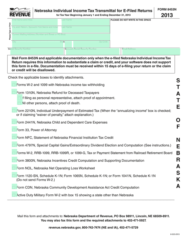 FORM 8453N screenshot