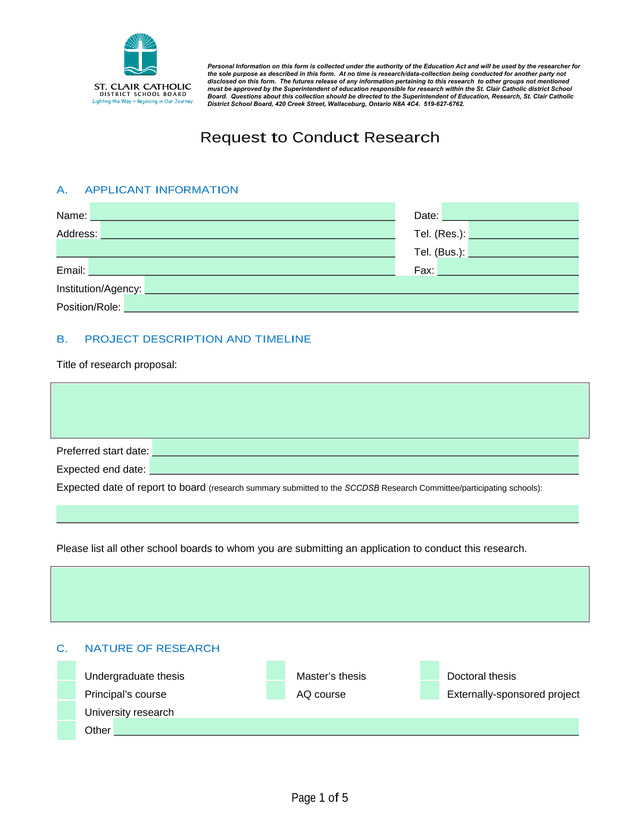 Request To Conduct Research screenshot