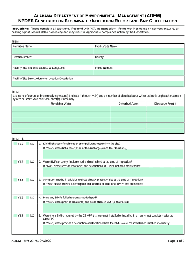 ADEM Form 23 M1 screenshot
