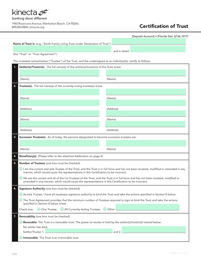 Certification Of Trust screenshot