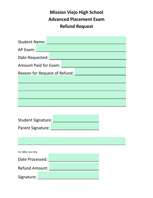 Advanced Placement Exam Refund Request screenshot