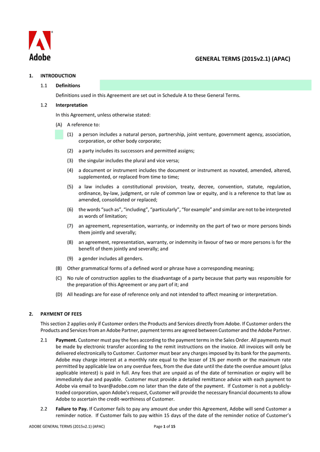 Adobe General Terms (2015v2.1) (APAC) screenshot