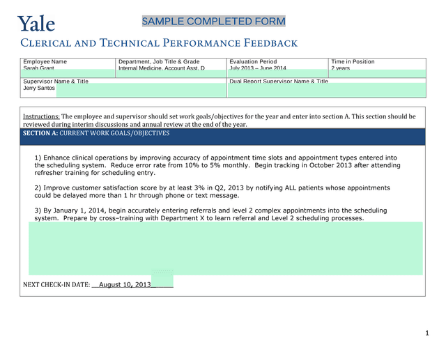 Employee Performance Evaluation Form screenshot