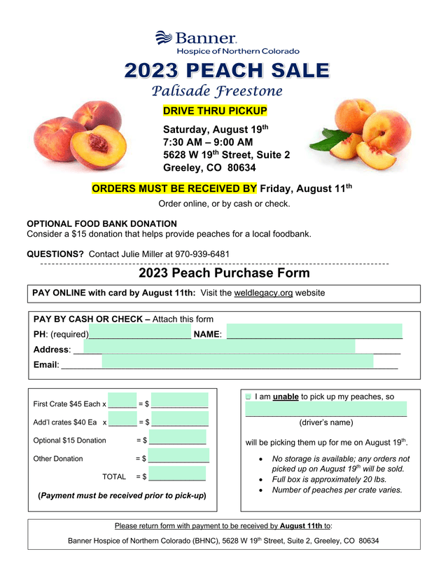 2023 Peach Purchase Form screenshot
