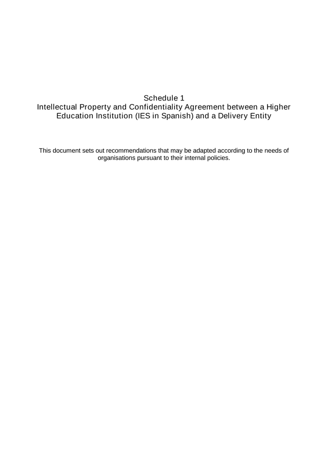 Schedule 1   Intellectual Property And Confidentiality Agreement screenshot
