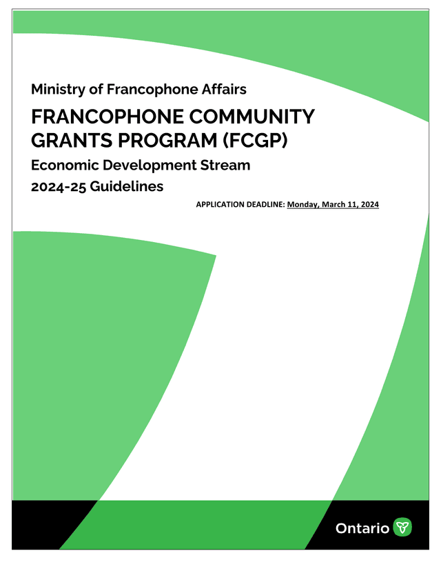 Francophone Community Grants Program (FCGP) Guidelines 2024 25 screenshot