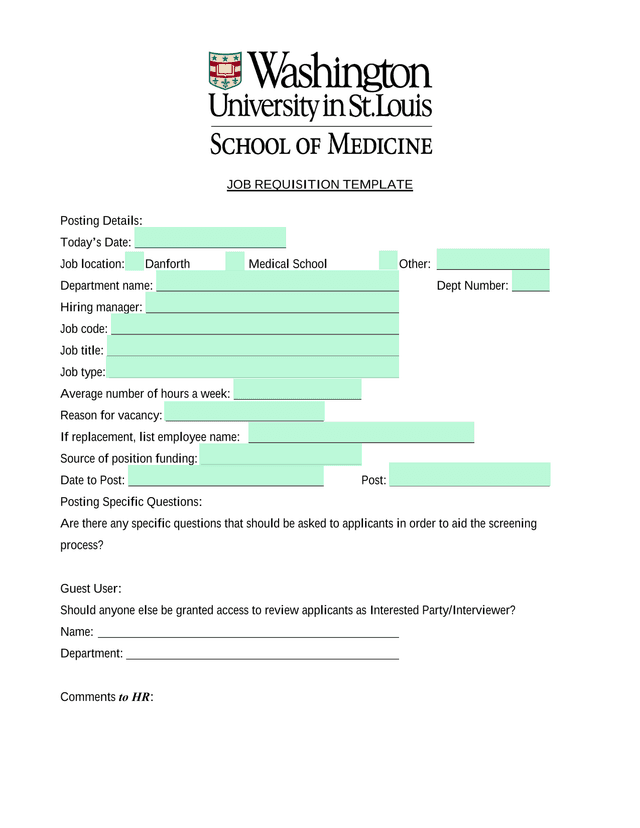 Job Requisition Template screenshot