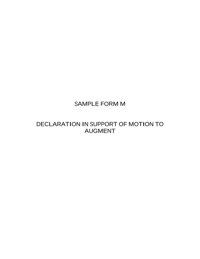 Sample Form M Declaration In Support Of Motion To Augment screenshot