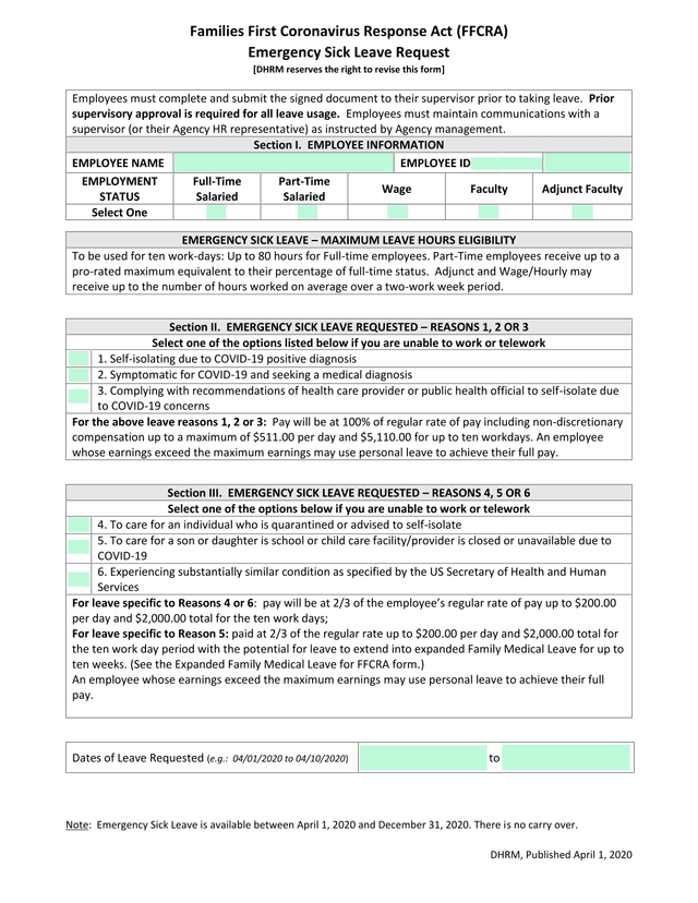 Emergency Sick Leave Request screenshot