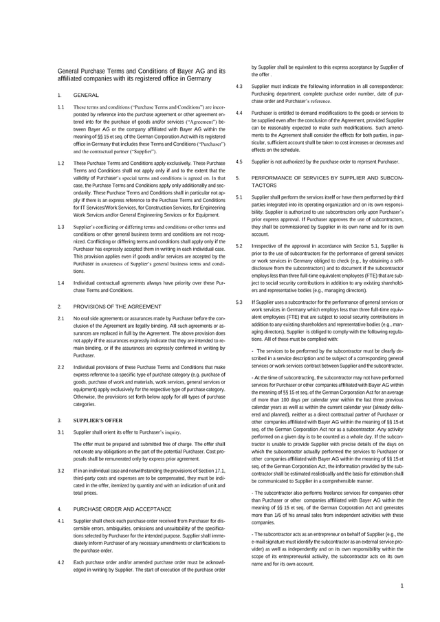 General Purchase Terms And Conditions Of Bayer AG screenshot