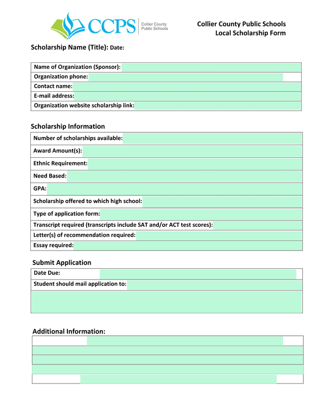 Local Scholarship Form screenshot