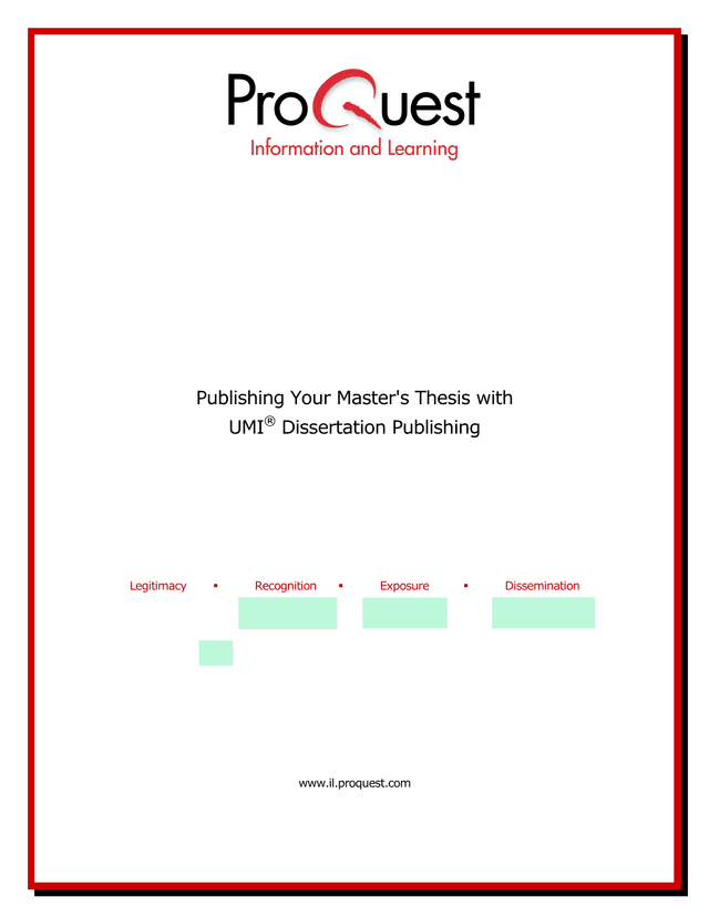 Publishing Your MasterS Thesis With UMI Dissertation Publishing screenshot