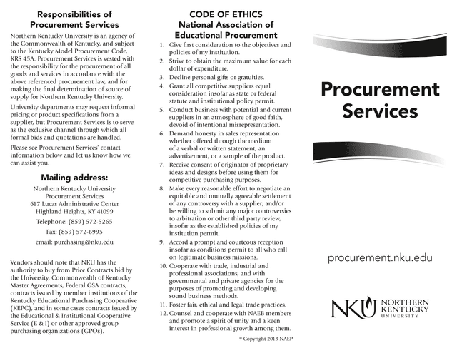 Responsibilities Of Procurement Services screenshot