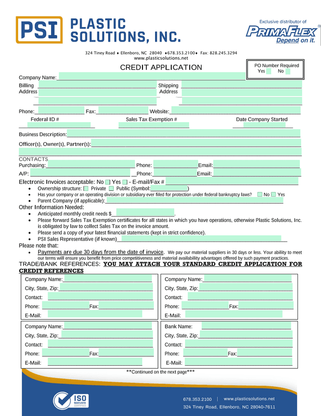 Credit Application screenshot