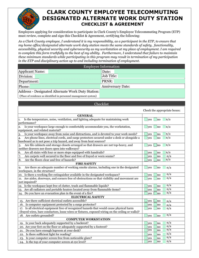 Employee Information Checklist screenshot