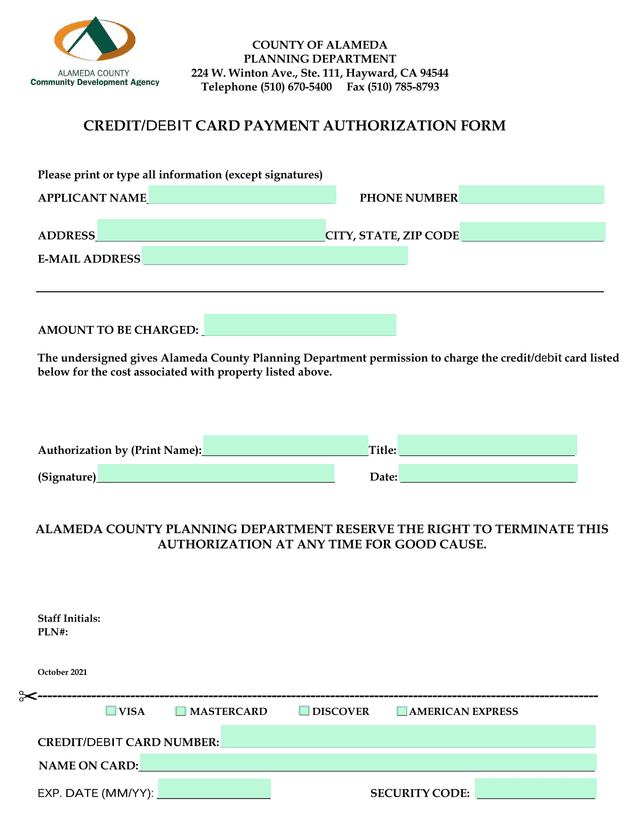 CreditDebit Card Payment Authorization Form screenshot