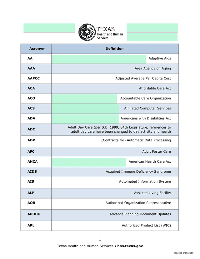 Texas Health And Human Services Acronym Guide screenshot