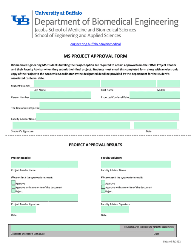 MS PROJECT APPROVAL FORM screenshot