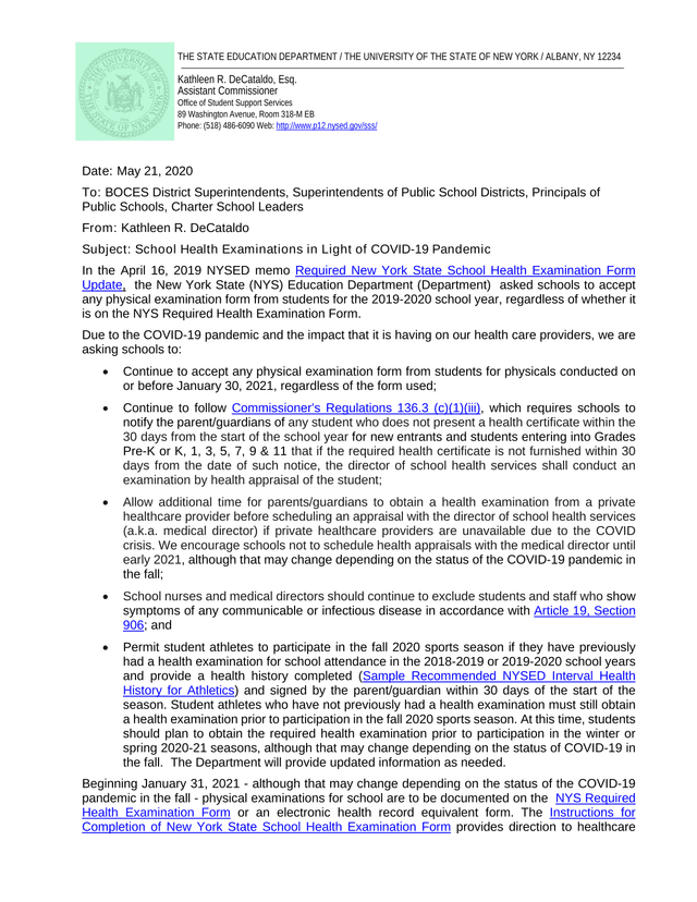 School Health Examinations In Light Of COVID 19 Pandemic screenshot