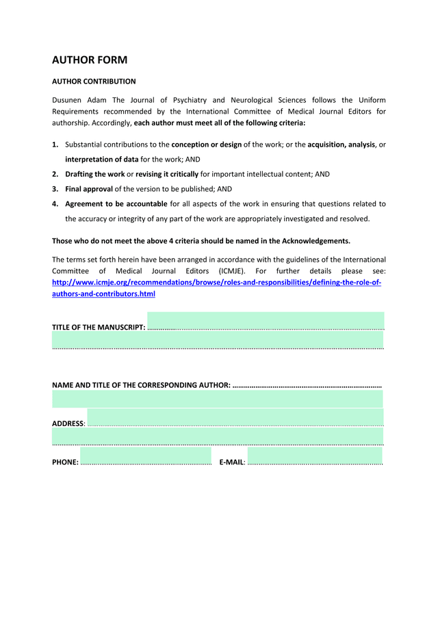 AUTHOR FORM screenshot