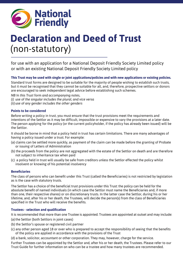 Trust Policy Form screenshot