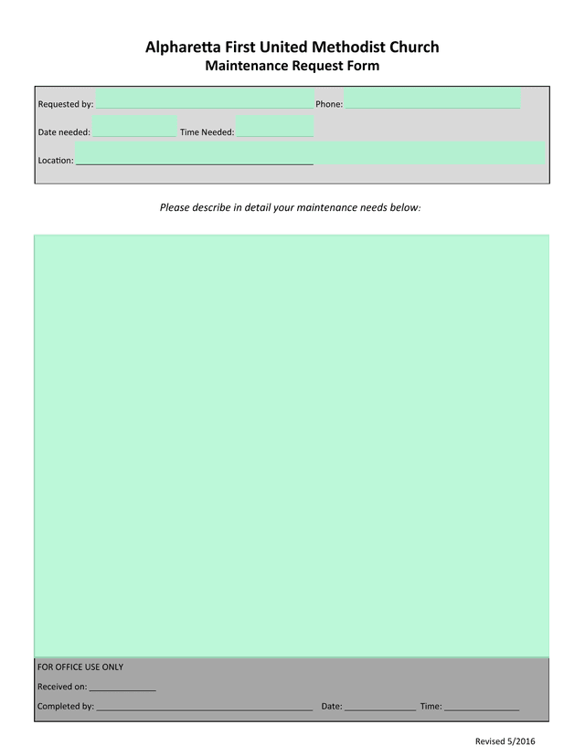 Maintenance Request Form screenshot