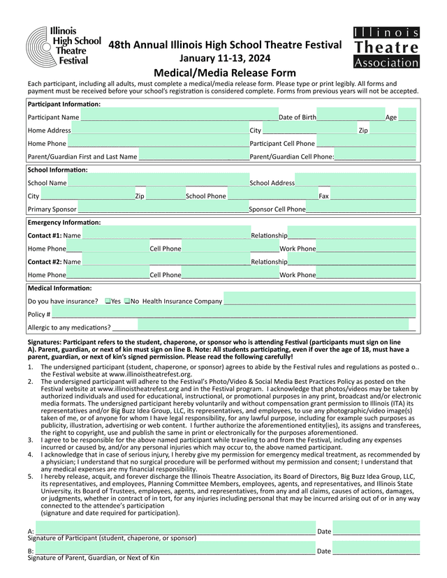 MedicalMedia Release Form screenshot