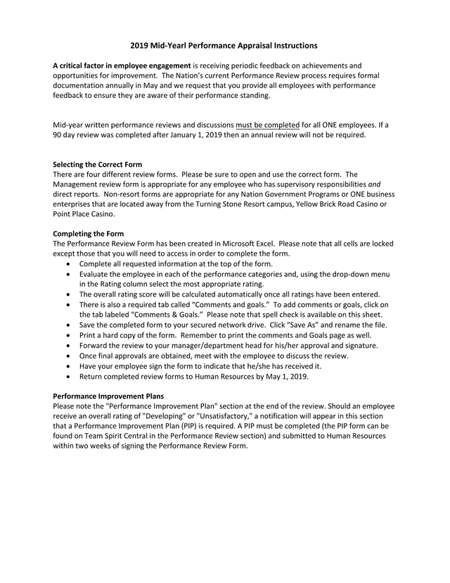2019 Mid Yearl Performance Appraisal Instructions screenshot