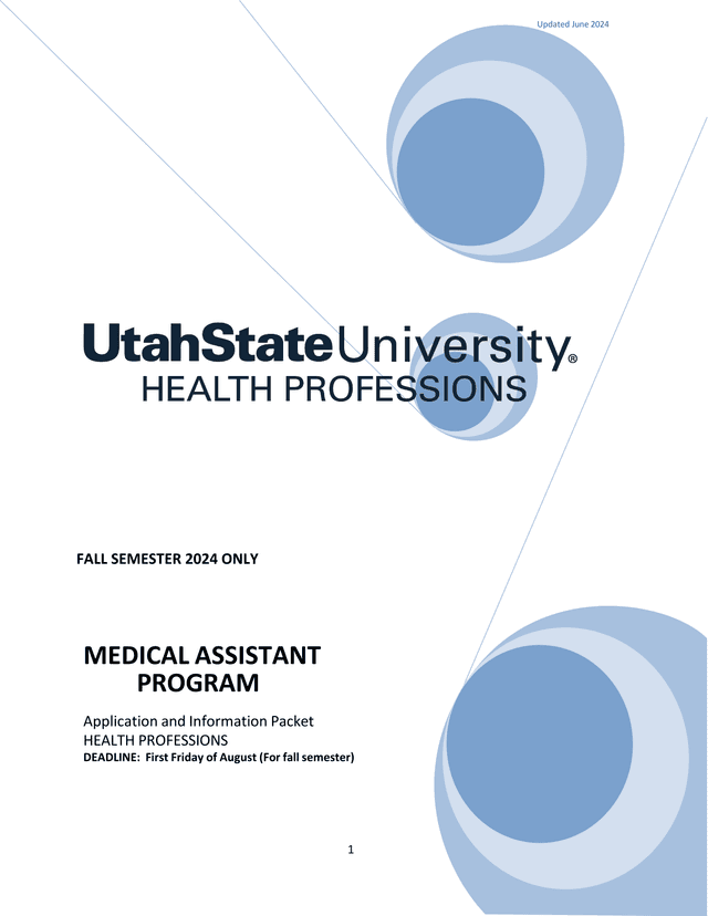 Medical Assistant Program Application And Information Packet screenshot