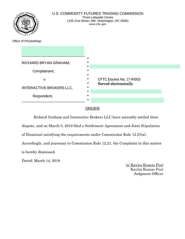 CFTC Docket No. 17 R003 screenshot