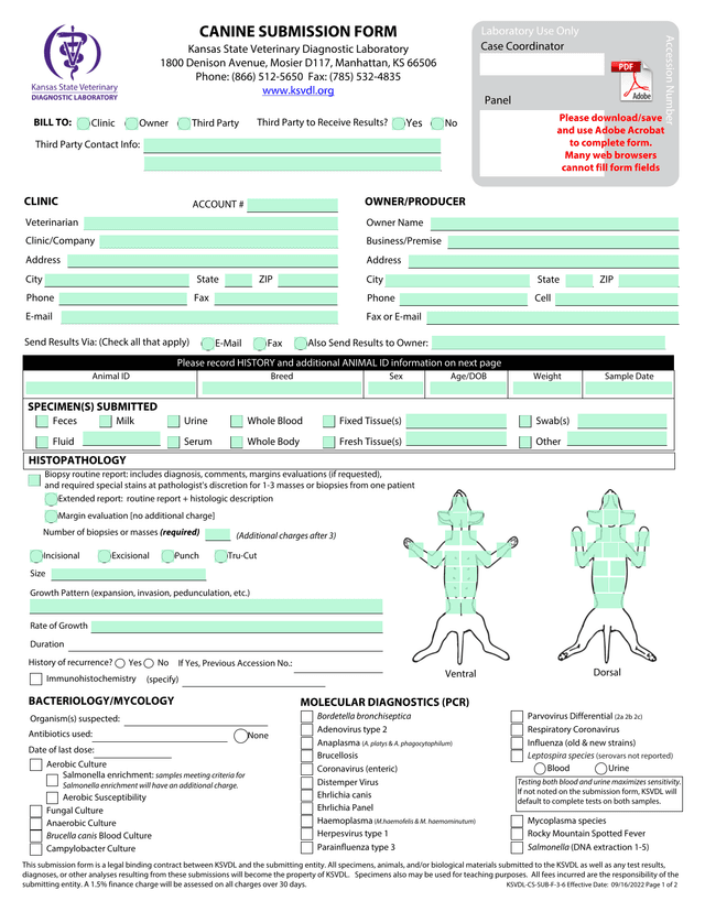 CANINE SUBMISSION FORM screenshot