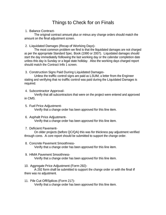 Things To Check For On Finals screenshot