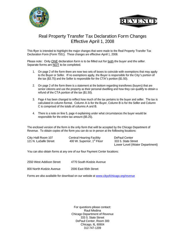 Real Property Transfer Tax Declaration Form Changes screenshot