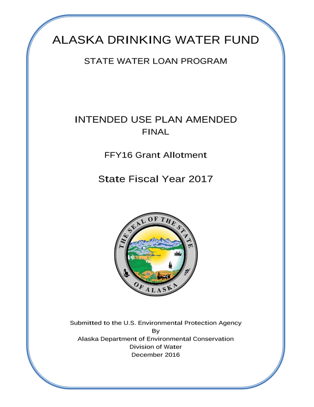 Alaska Drinking Water Fund Intended Use Plan screenshot