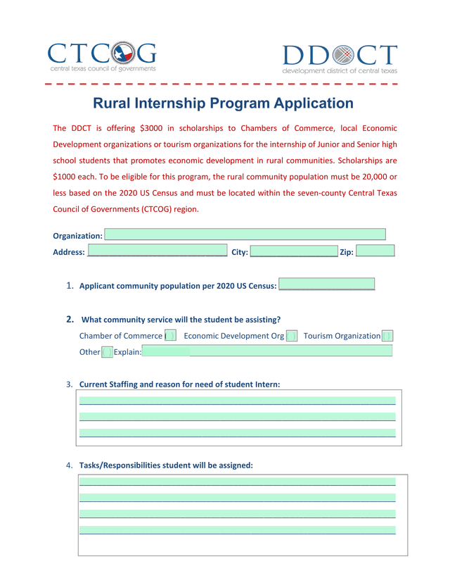 Rural Internship Program Application screenshot