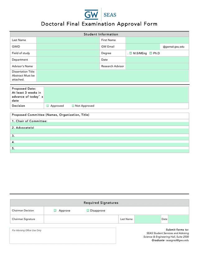 Doctoral Final Examination Approval Form screenshot