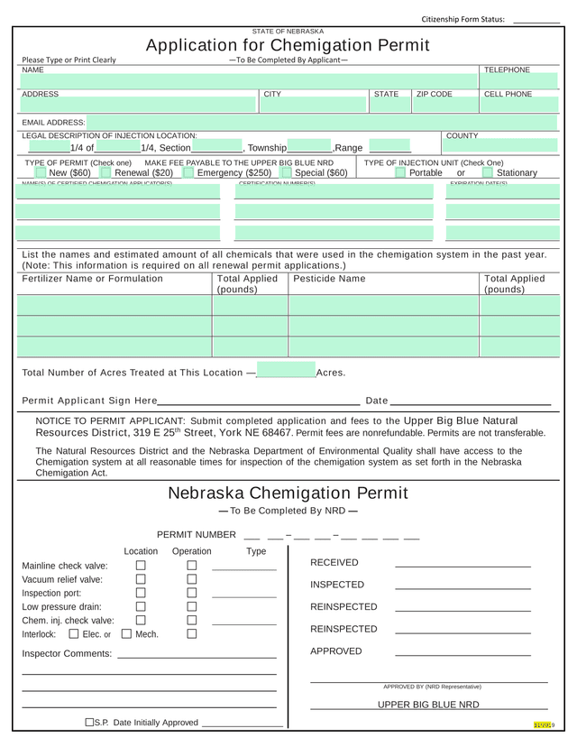 Application For Chemigation Permit screenshot