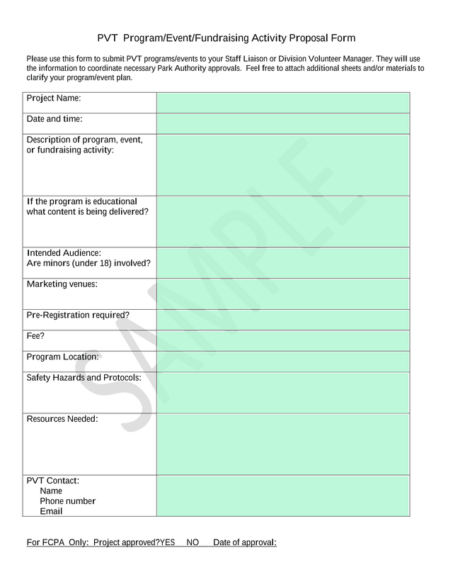 PVT ProgramEventFundraising Activity Proposal Form screenshot
