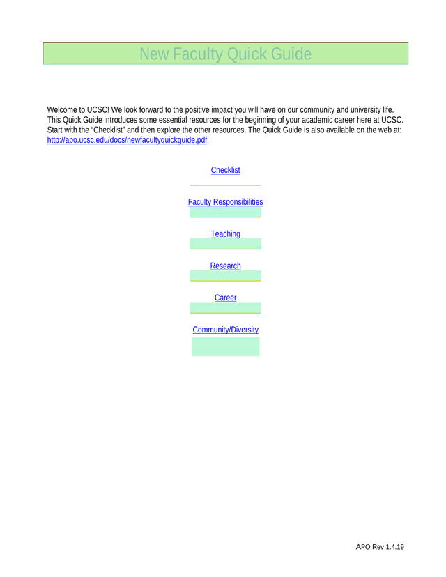 New Faculty Quick Guide screenshot