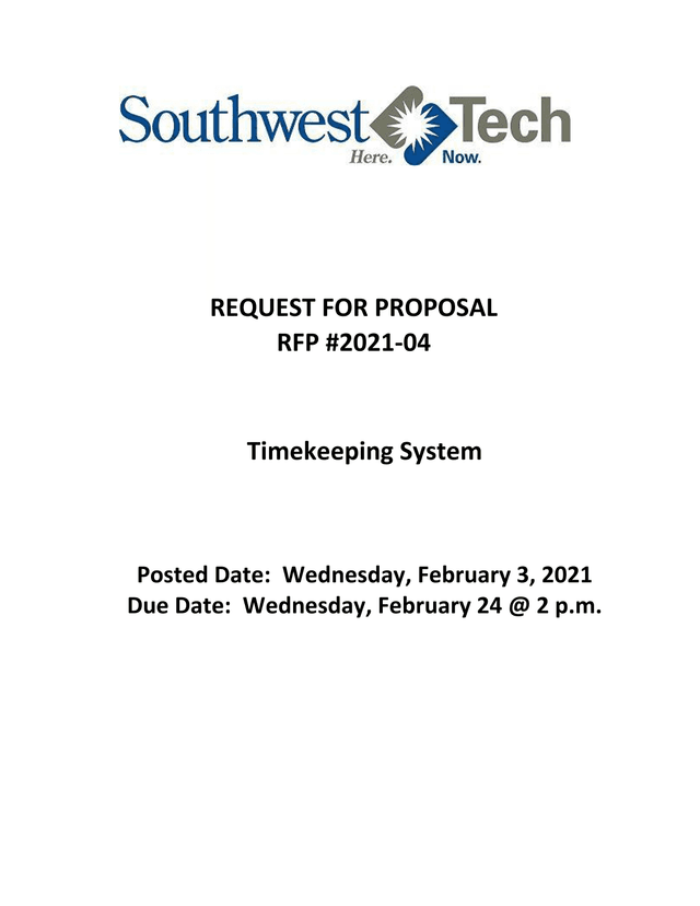 Request For Proposal 2021 04   Timekeeping System screenshot