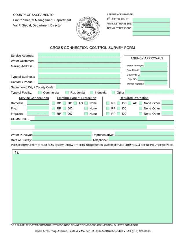 Cross Connection Control Survey Form screenshot