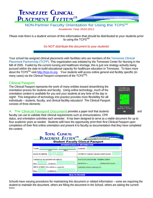 NON Partner Faculty Orientation For Using The TCPSSM screenshot