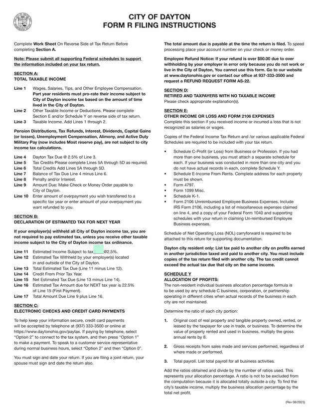City Of Dayton Income Tax Return screenshot