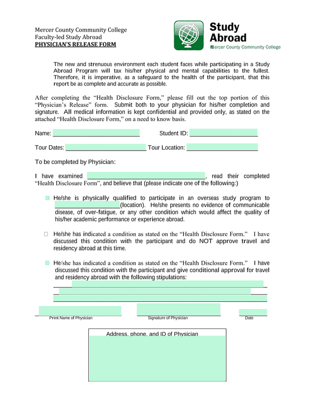 PhysicianS Release Form screenshot