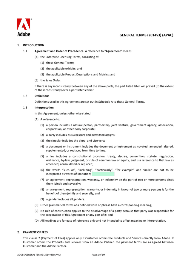 General Terms (2014v3) (APAC) screenshot